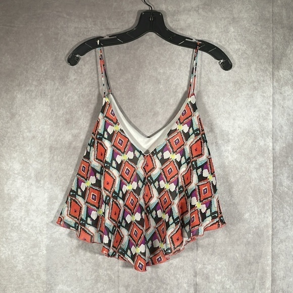 Truth NYC Multi-Color Geometric Print Flowy Crop Top | Size Medium - Picture 6 of 8